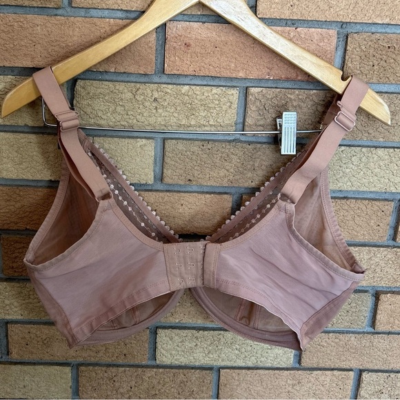 Elomi Matilda Full Figure Unlined Underwire Plunge Bra Tan/Pink Size 34L - Picture 3 of 4